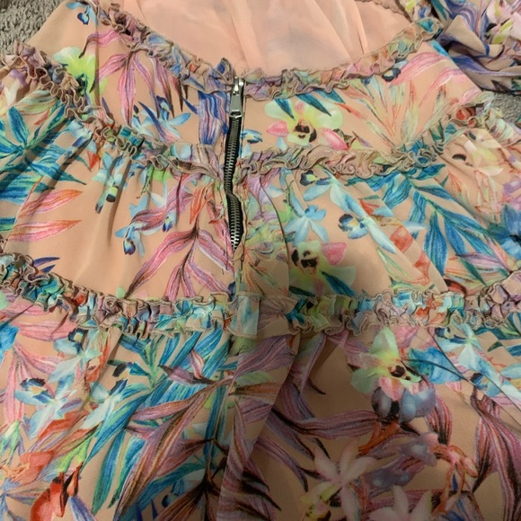 Floral Mini Flare Open Zip Back Dress - Picture 3 of 5